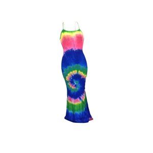 Rainbow Pastel Tie Dye Spaghetti Strap Mermaid Dress